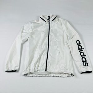 adidas White Windbreaker Jacket with Black Accents
